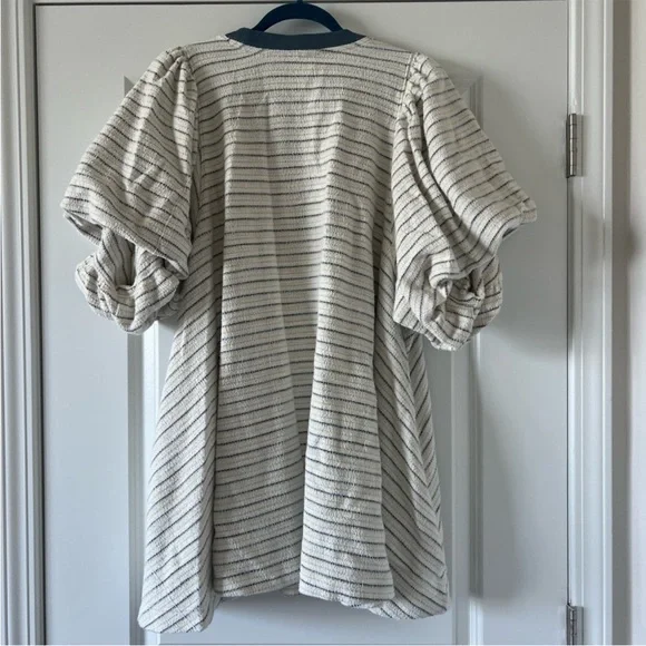 Free People Cream Striped Mini Dress with Blue Trim - Picture 10 of 10